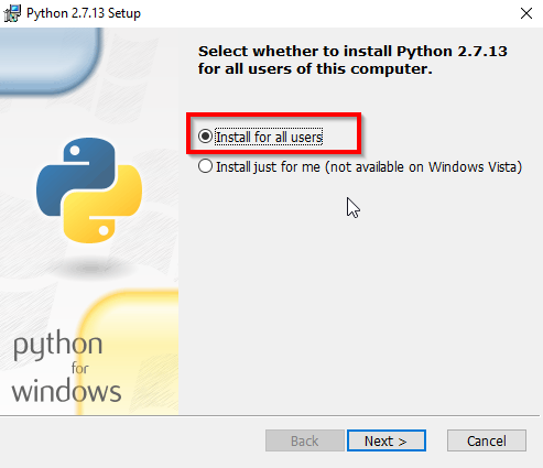 Python 2.7.13 Setup